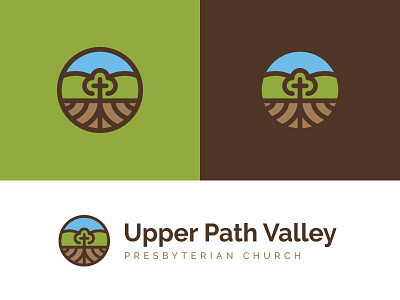 UPV logo church cross icon identity logo mark mountains roots