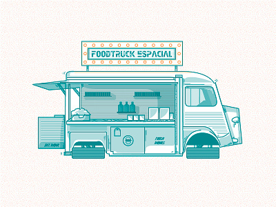 Space Foodtruck after effects espacial food foodtruck illustration illustrator lights line space truck vector