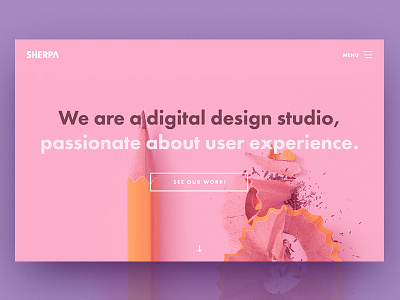 SHERPA website homepage hero section clean flat homepage minimal studio typography ui ux website