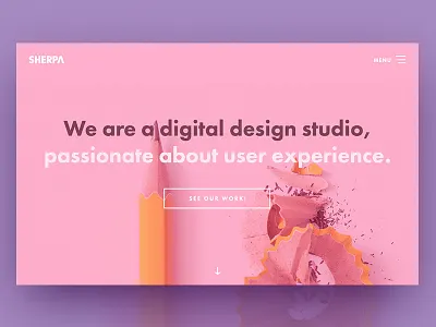 SHERPA Website Homepage - Hero Section clean flat homepage minimal studio typography ui ux website