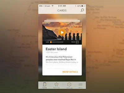 Card app design V02 art bottom card clean flat ios island line navigation simple video white