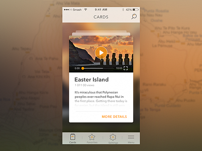 Card app design V02 art bottom card clean flat ios island line navigation simple video white