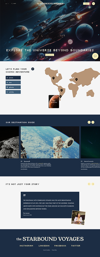 the Starbound Voyages:Landing page desktop futuristic futuristic design landing page laptop map map interface space spacecraft ui ui ux ux web web design