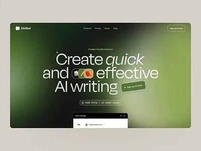 Chilbot Motion Design ai chatbot chatgpt cuberto green icons intelligence artificielle interface design landing page ui ux web write