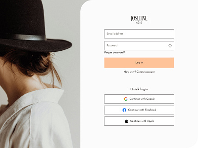 Josefine — Login e commerce ecommerce log in log in screen login online store shop sign in sign in page sign in screen sign in ui signin web design webdesign