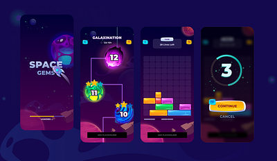 Space Gems Game UI app design game ui mobile app ui