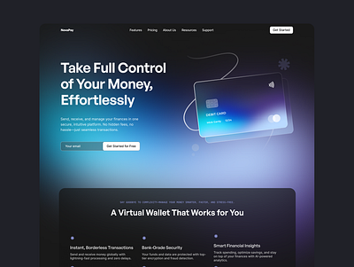 Digital Banking Landing Page Website bank card design finance financial fintech fintech app fintech website landing page saas ui ui design ux uxui webdesign website