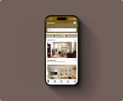 Apartment Booking App – Home Screen UI ui