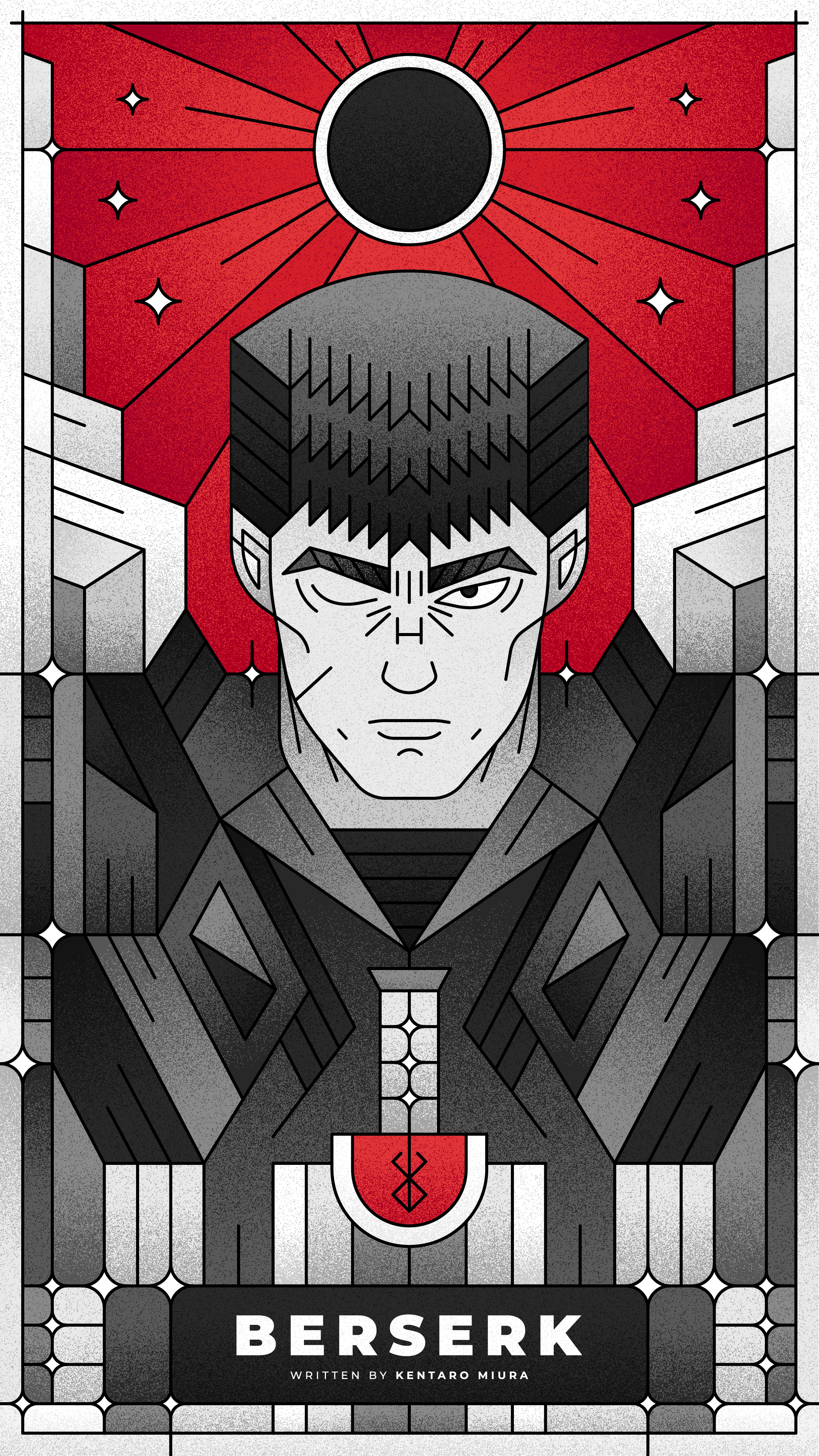 Berserk / Guts 🔥 anime anime poster artwork berserk berserk anime character design design graphic design guts gutsberserk illustration kentaromiura lineart manga otaku poster poster design vector