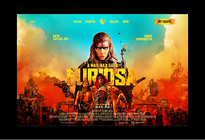 Mad Max : Furiosa - Website Design anna taylor joy entertainement website georges miller landing page mad max mad max fan art mad max furiosa mad max saga movie design movie website promotional movie website promotional website ui design ui movie warner website