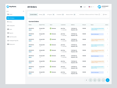 Order Management Dashboard app create order dashboard inventory management order order summary orders page dashboard payment product product design restaurant restaurant management saas saas design stock ui ui design ux web app