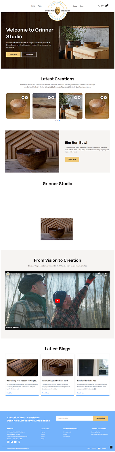 Grinner Studio WordPress Website