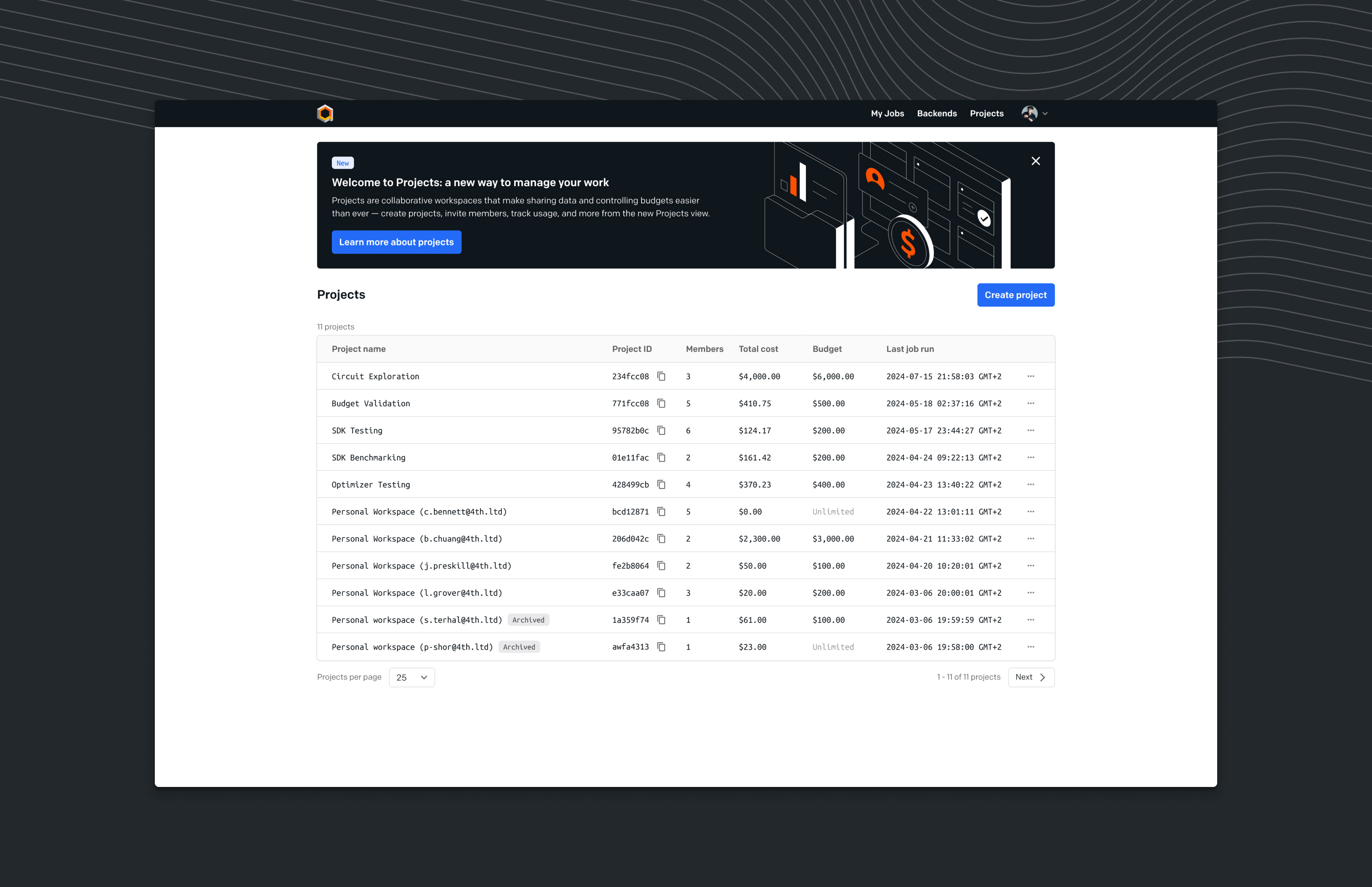 Collaborative workspaces - Quantum Cloud cloud console dashboard projects quantum ux ux design web design workspaces