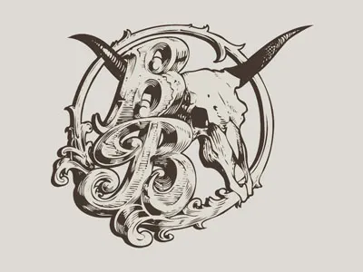 Bare Bones Logo illustration logo ornate scroll victorian western