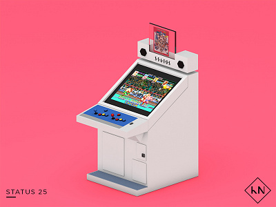 Status 25 3d arcade c4d capcom illustration low poly model retro video game