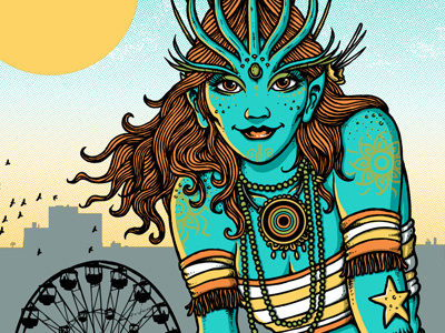 Coney Island Mermaid coney island gigposter mermaid mmj my morning jacket nyc screenprint