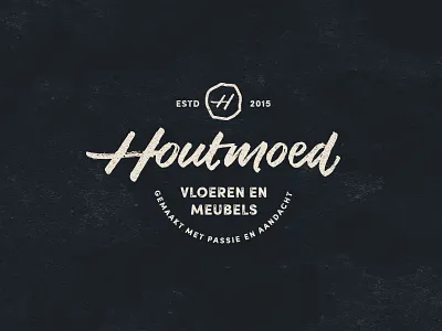 Houtmoed branding design h handlettering logo vintage wood wood company