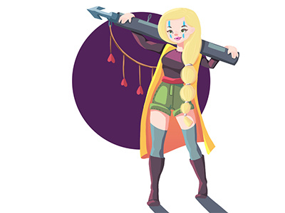 Hunter ancor cartoon girl hook hunter illustration