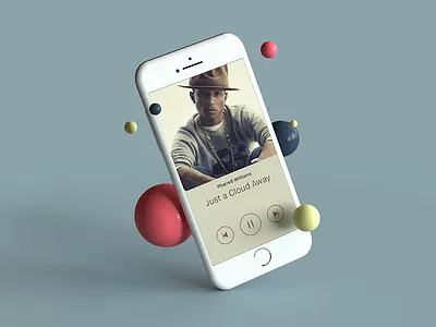 iPhone modeling test 3d ball float iphone music phone render