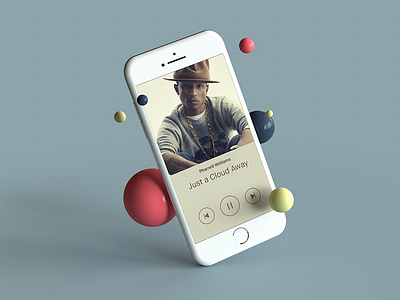 iPhone modeling test 3d ball float iphone music phone render