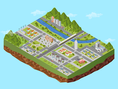Illustration For An App app illustration isometric landscape medellín vector