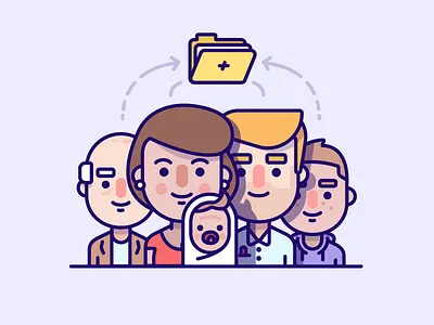 Family illustration (Medical) baby character family father files folder ios medical mother purple team