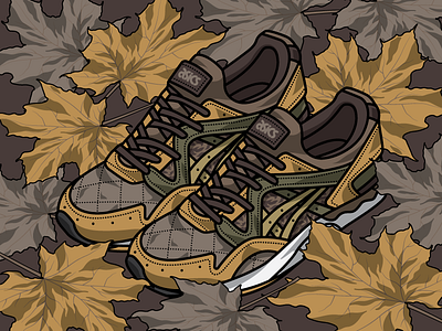 KICKS LAB x SBTG x ASICS asics camo collab kicks kickslab leaves sbtg sneakers