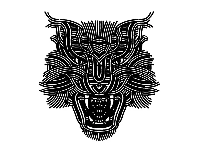 angry tiger - (for) print animal beast cat design graphic illustration linework print screen printing tiger