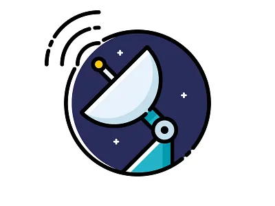 Satellite Dish astronomy cartoon discovery flat design icon illustration outline satellite satellite dish science space stars