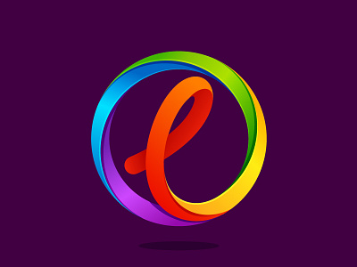 L letter circle colorful l letter logo rainbow swirl