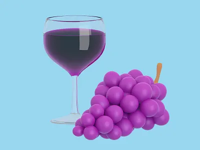 Red wine - Holiday month 27/366 3d 3d illustration aida cgi grapes holiday icon design illustration item modeling rendering wine