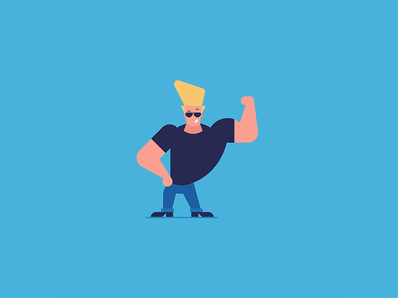 Johnny Bravo animation bravo cartoon character children flatvector icon johnny kids television vector