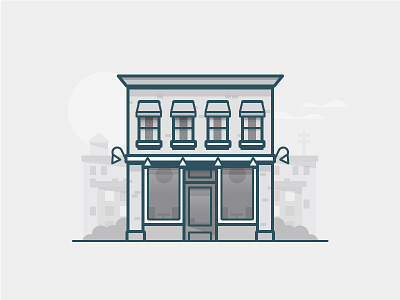 Boutique building cloud daily challenge icon shop store sun vector