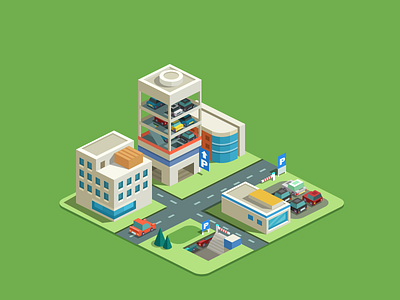 Auto City-part 1 city illustration map parking