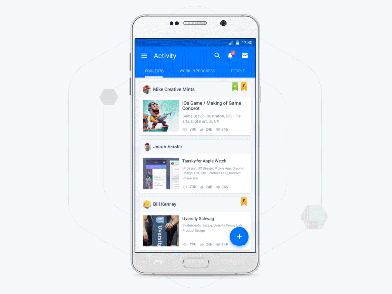 Behance Portfoilo (Concept Work) animation app behance comment gif interaction motion scroll ui