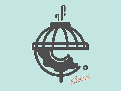 Eatlando branding donut e eat food fountain icon logo mark orlando script