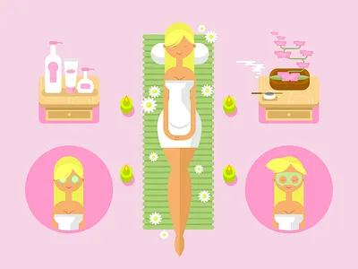 SPA care dory face flat health illustration kit8 mask skin spa vector