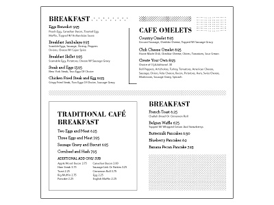 Cafe 24/7 Menu Exploration breakfast cafe design food menu print restaurant sqaure