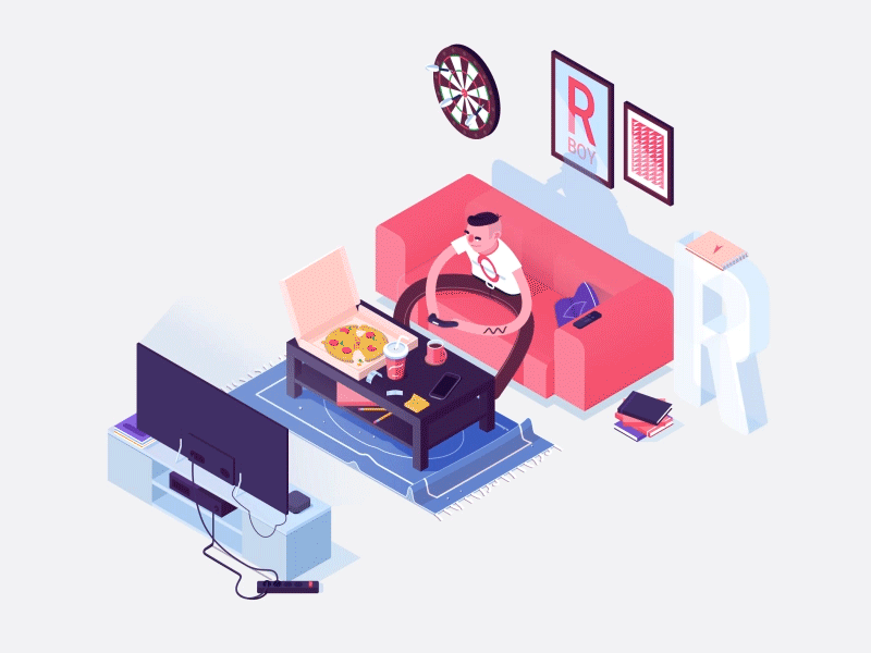 Friday boy friday game gif isometric lazy loop pizza ps4 rboy rocketboy tv