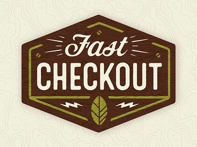 Fast Checkout Retail Sign badge leaf lightning natural organic retail signage type