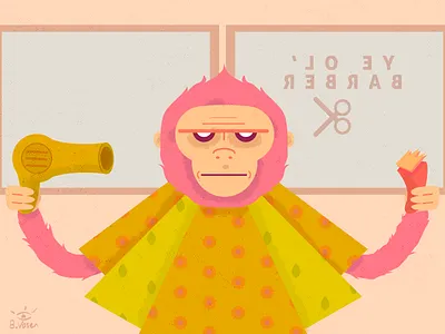 Bad Hair Day barber hair cut illustration monkey texture vector