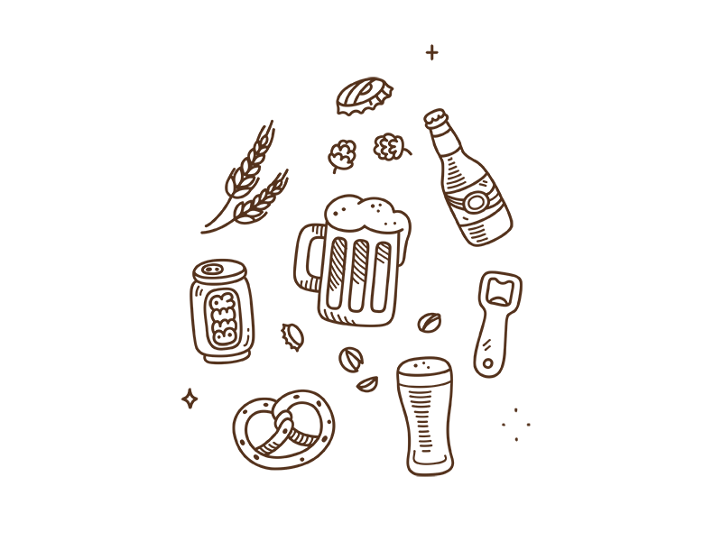 Beer doodles animation beer bottle can doodle glass hand drawn hops icon mug sketch