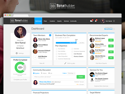 BznsBuilder Dashboard bznsbuilder dashboard product user interface ux visual design web