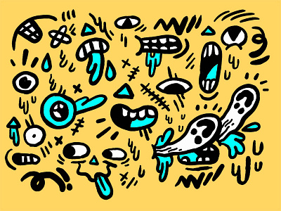 Faces cartoon digital drool faces illustration linework