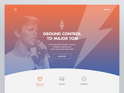 Space Oddity bowie colour design home icons landing music page purple space ui web