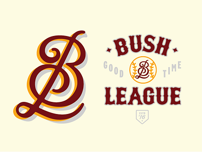 Boosh baseball bush bush league homerun icon logo logotype monogram vintage