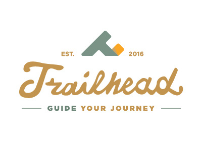 Trailhead Logo flat folded hand lettered logo outdoors script shadow