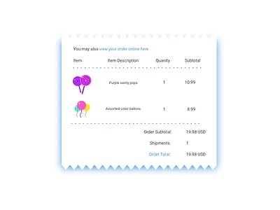 DailyUI #017: Email Receipt dailyui email receipt party