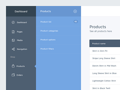 Dashboard Navigation - UI Design admin dashboard icons interface navigation shop table ui