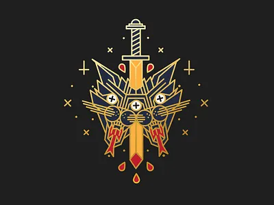 Death to the Two-Headed Cat cat death illustration sword